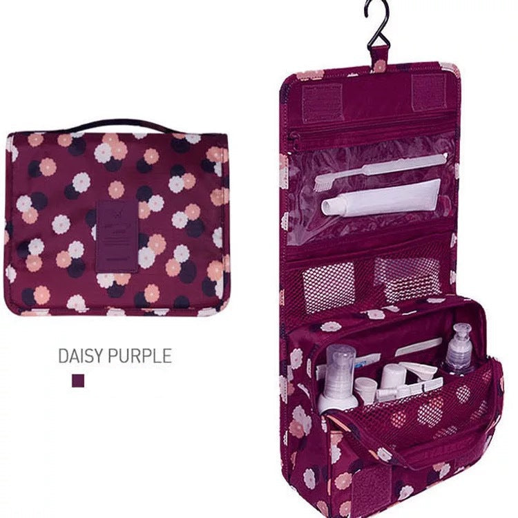 Foldable Travel Toiletry Bag Daisy Purple