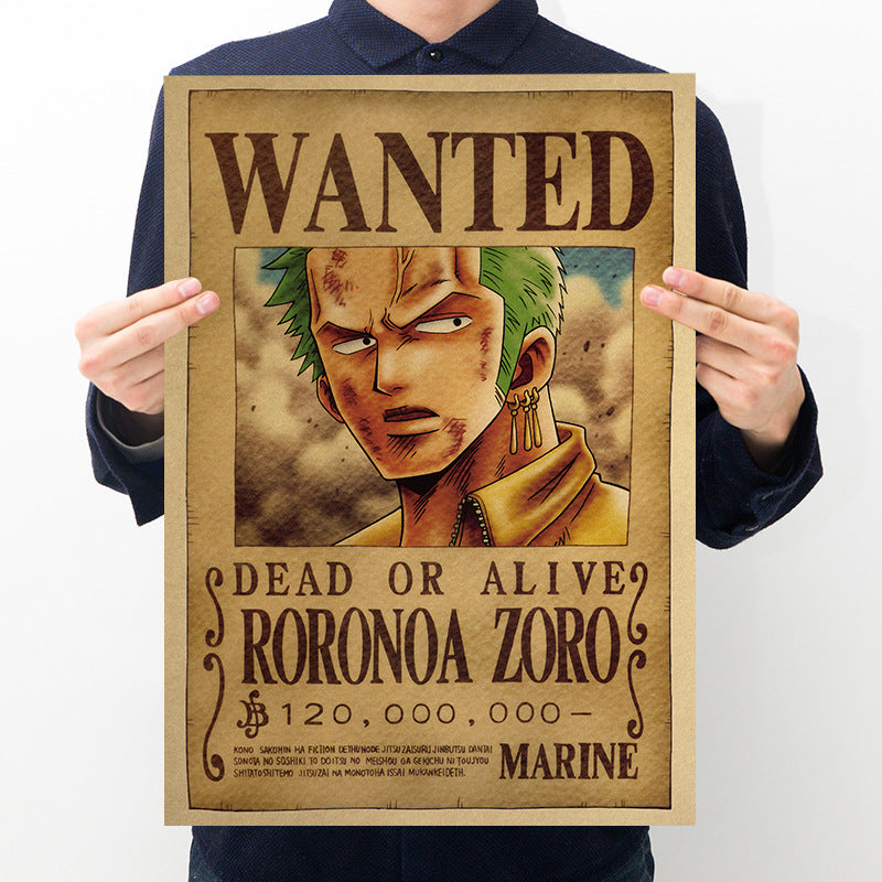 Anime One Piece Bounty Order Series Kraft Paper Poster One Piece Poster Character Decorative Painting
