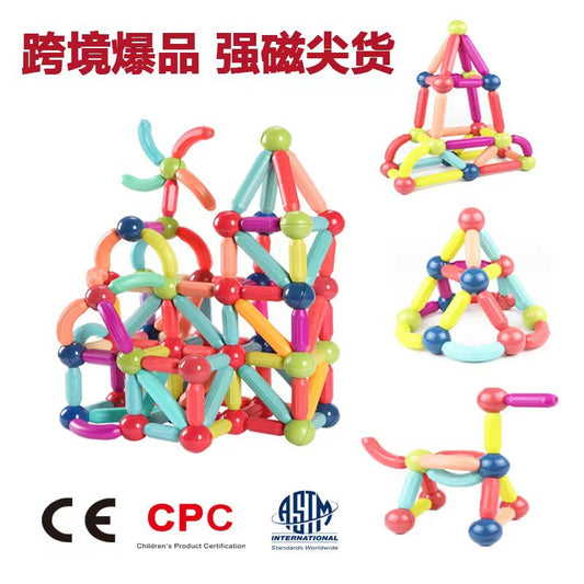 Free shipping magnetic stickers magnetic building blocks assembly patches magnetic stickers plastic color window magnetic sticks loose pieces strong magnetic pieces