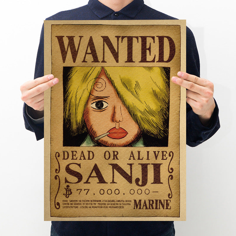 Anime One Piece Bounty Order Series Kraft Paper Poster One Piece Poster Character Decorative Painting