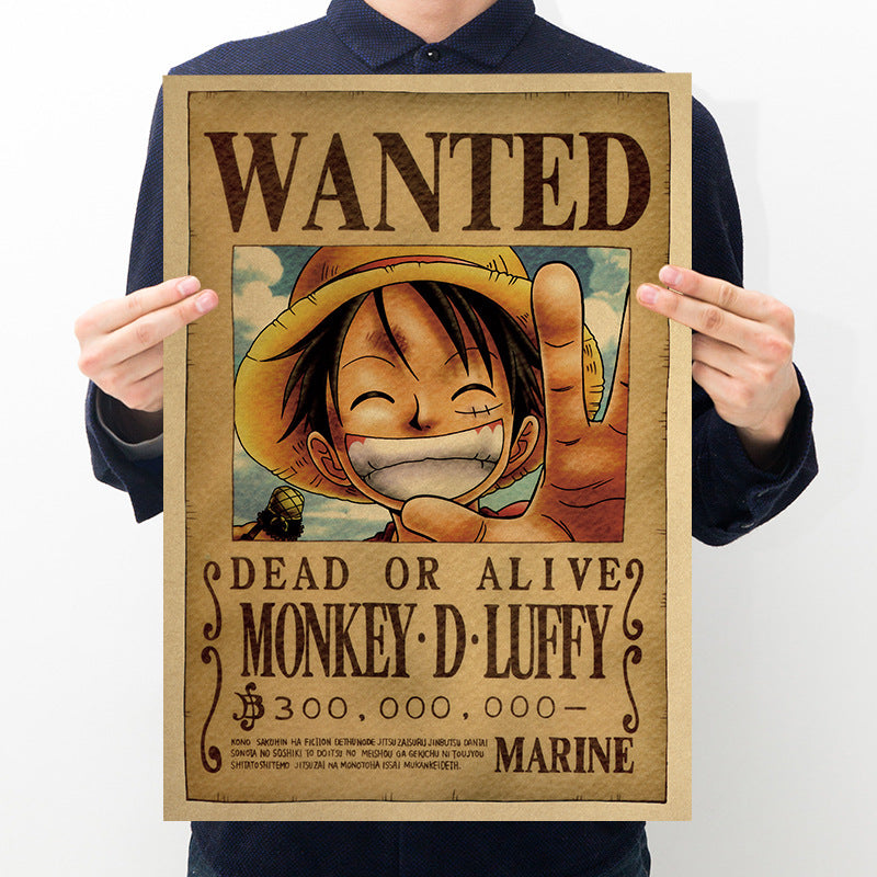 Anime One Piece Bounty Order Series Kraft Paper Poster One Piece Poster Character Decorative Painting