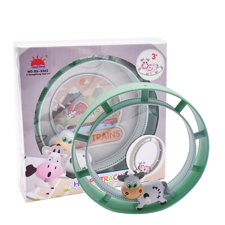 Children's cartoon clockwork toys chain track car toys rolling track small train educational stall hot selling toys