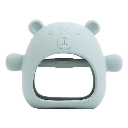 Bear hand protection teether chewing fun baby soothing toy baby teething stick boilable silicone anti-sucking hand artifact