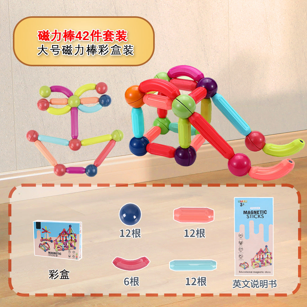 Free shipping magnetic stickers magnetic building blocks assembly patches magnetic stickers plastic color window magnetic sticks loose pieces strong magnetic pieces