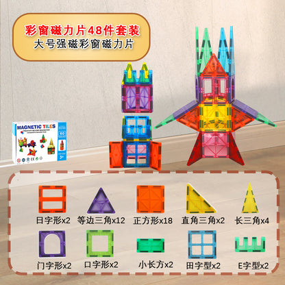 Free shipping magnetic stickers magnetic building blocks assembly patches magnetic stickers plastic color window magnetic sticks loose pieces strong magnetic pieces