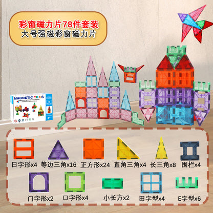 Free shipping magnetic stickers magnetic building blocks assembly patches magnetic stickers plastic color window magnetic sticks loose pieces strong magnetic pieces