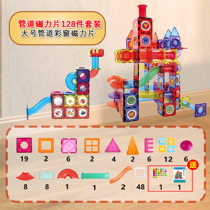 Free shipping magnetic stickers magnetic building blocks assembly patches magnetic stickers plastic color window magnetic sticks loose pieces strong magnetic pieces
