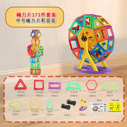 Free shipping magnetic stickers magnetic building blocks assembly patches magnetic stickers plastic color window magnetic sticks loose pieces strong magnetic pieces