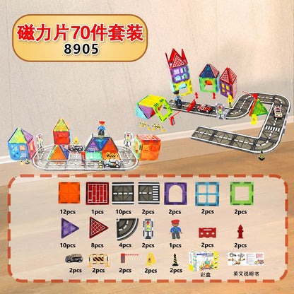 Free shipping magnetic stickers magnetic building blocks assembly patches magnetic stickers plastic color window magnetic sticks loose pieces strong magnetic pieces